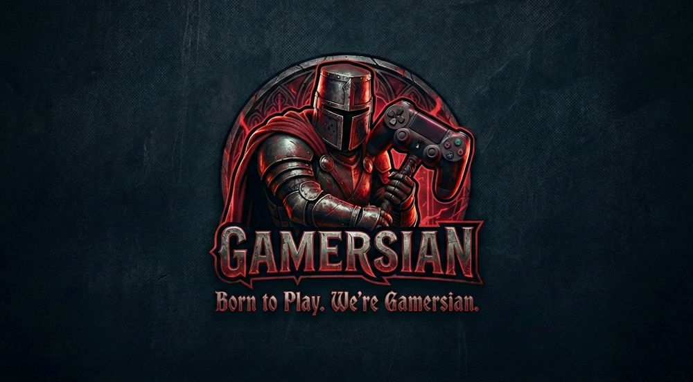 Gamersian knight holding a game controller